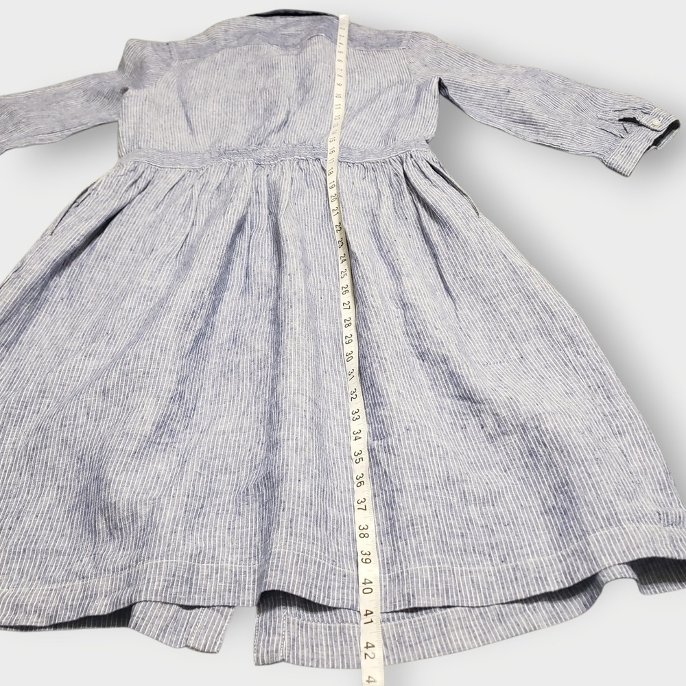 Malvin I Love Linen Blue White Striped Shirt Dress Womens Size M US 8 Pockets - Picture 13 of 13